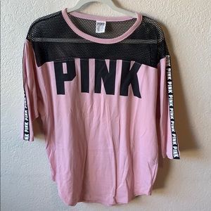 PINK Victoria’s Secret Mesh 3/4 sleeve Top